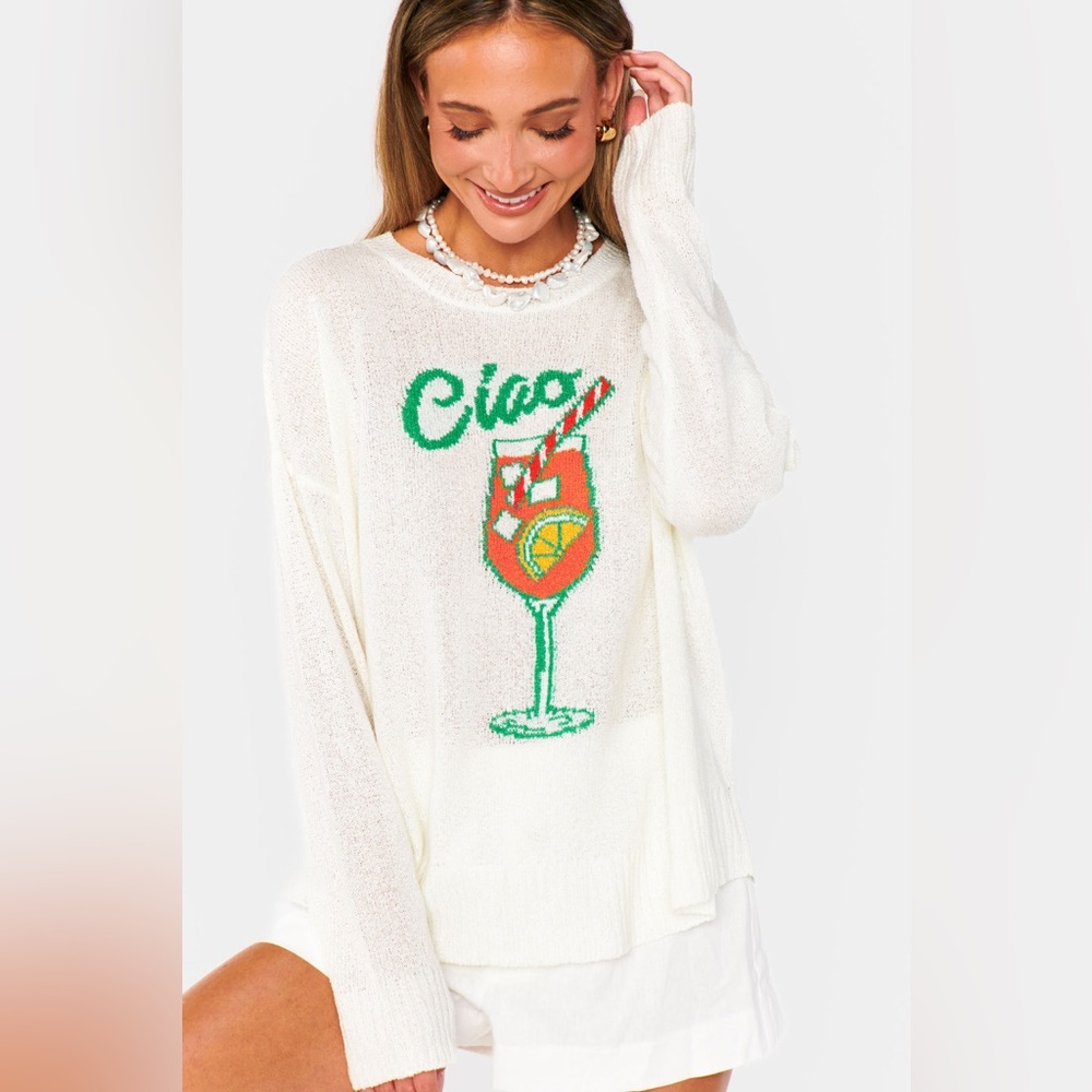 Show Me Your Mumu Aperol Spritz Ciao Woodsy Sweater NWT Large